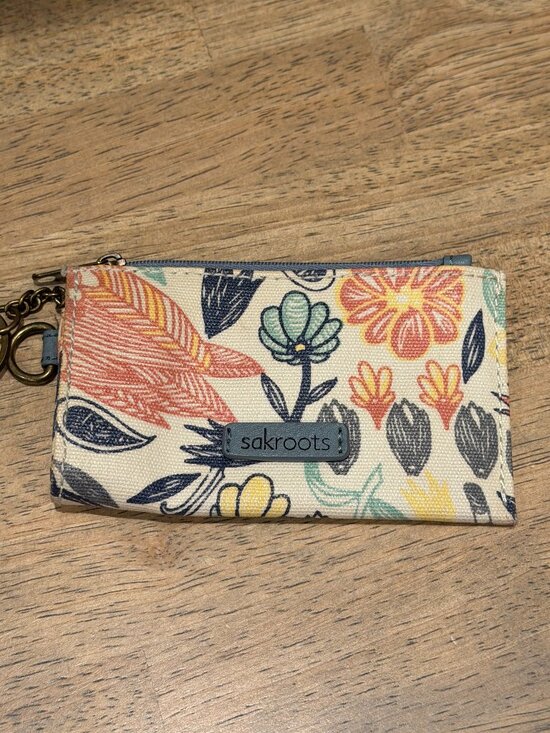 Sakroots Accessories - Sakroots Floral Key & Card Holder Wallet Cream Blue